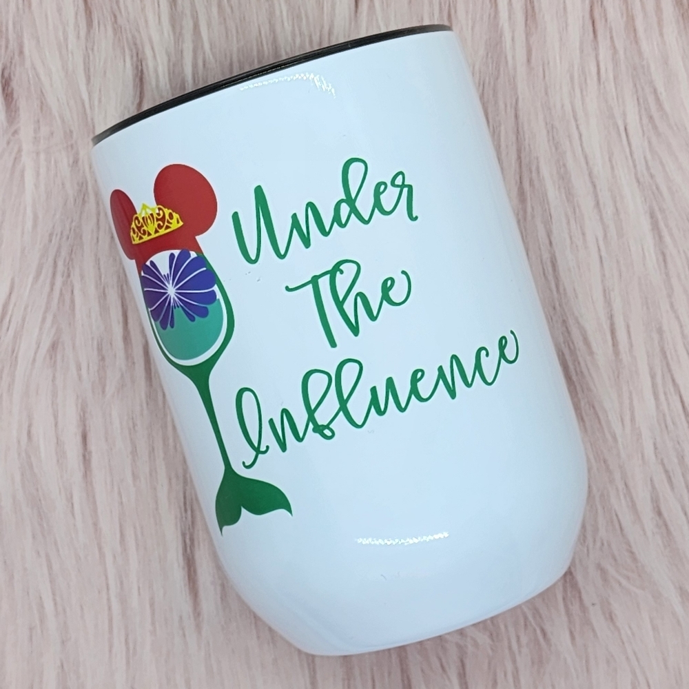 NWT Under The Influence Princess 12 oz Wine Tumbler
